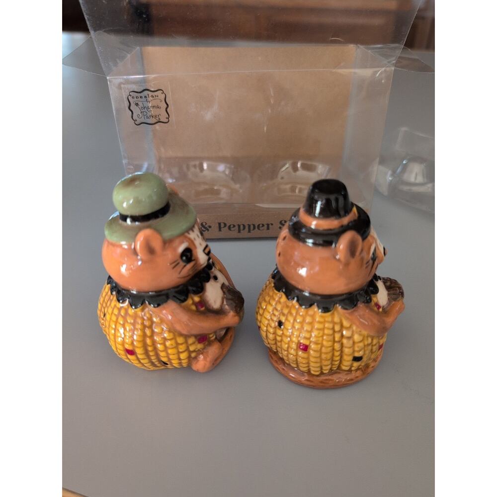 NEW Johanna Parker Salt and Pepper Shakers Open‎ Box Fall Decor Cottage Core - Picture 4 of 6